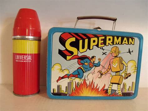 1954 superman metal lunch box|1954 Superman lunch box sale.